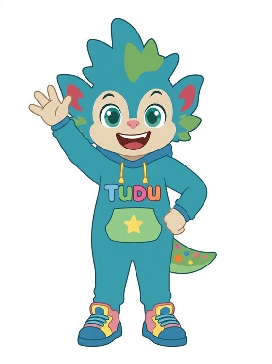 Tudu, mascota locului de joacă, face cu mâna